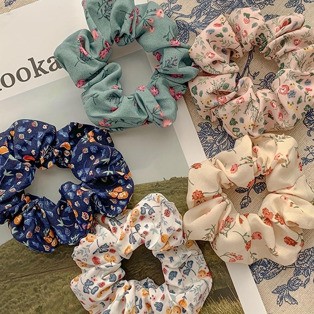 5Pcs Fragmented Large Intestine Hair Circle,French Fabric Hair Cord Small Fresh Headband Hair Accessory,Travel Accessories
