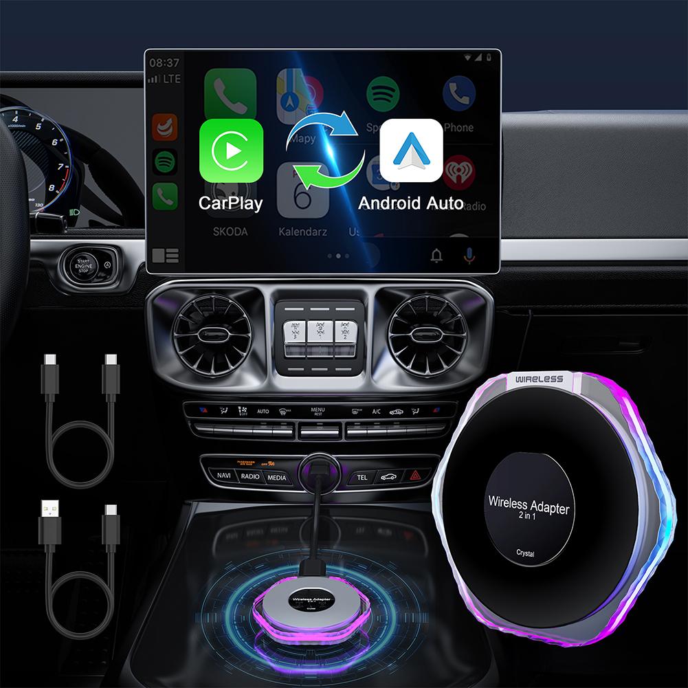 Wireless CarPlay & Android Auto Adapter Smart TV Box Wired To Wireless Carplay Dongle Plug & Play for Factory Wired CarPlay Cars