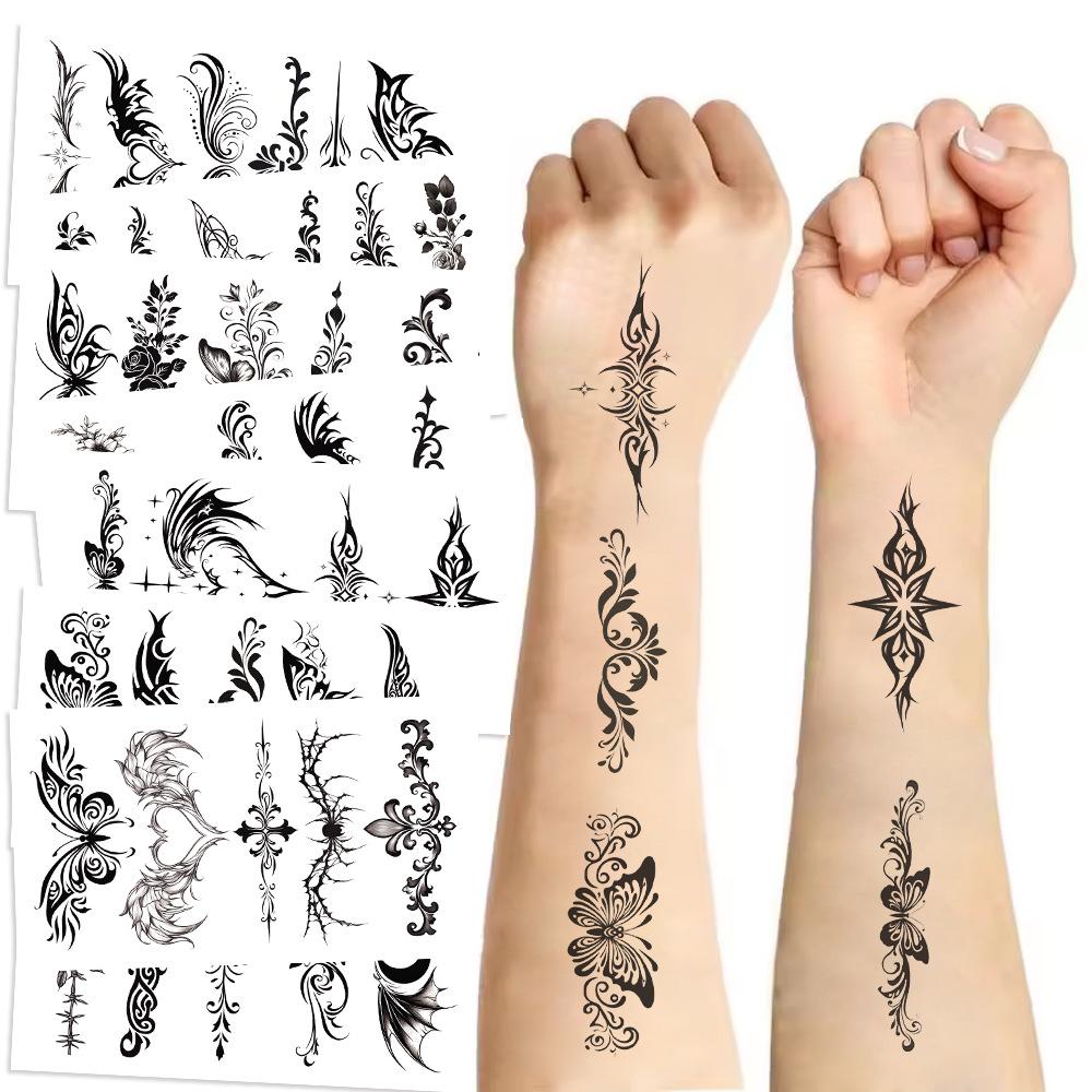 New Cartoon Black and White Totem Series Tattoo Stickers Waterproof Party Gift Fun Face Hand Stickers
