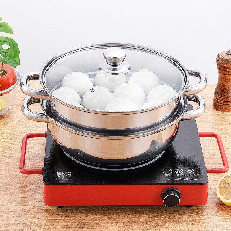 Stainless Steel Double-Ear Two-Layer Steamer Pot for Induction and Soup