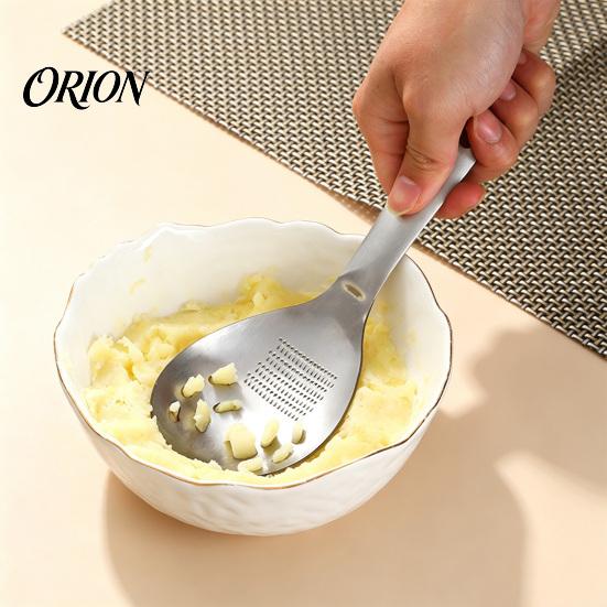 Kitchen Gadget for Mashing Potatoes 5-in-1 Stainless Steel Slotted Spoon, Multi-Function Tool with Grater, Strainer, Garlic Ginger Grinder Masher, Egg