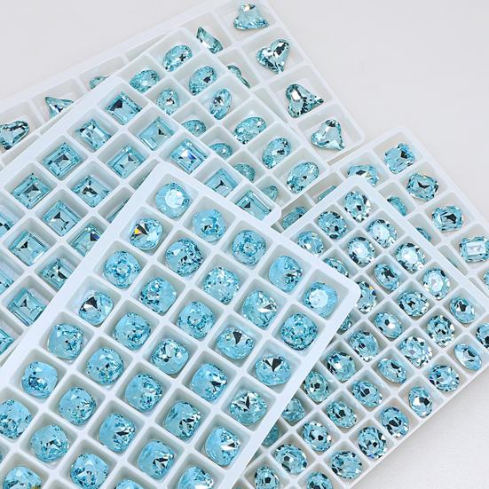 1 Pair 3D Rhinestone Nail Art Charm Light Sea Blue Geometric Faux Crystal Nail Design Jewelry DIY Crafts Nail Decoration