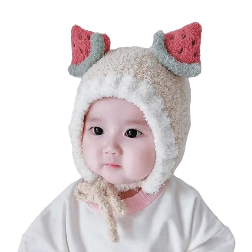 

Plush Fruit Ear Hat Fleece Ear Protection Hat Kawaii Baby Beanie Cap Boys Girls бежевый
