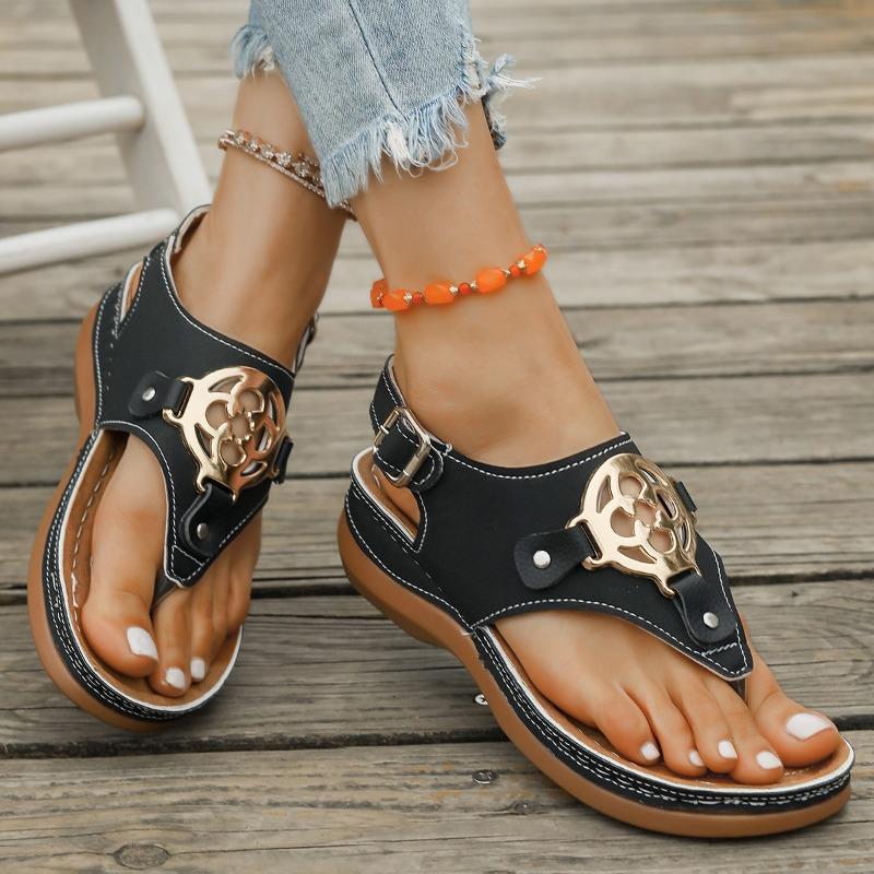 

Summer new fish mouth toe metal buckle herringbone sandals fashion slope heel cool slippers 43 чёрный