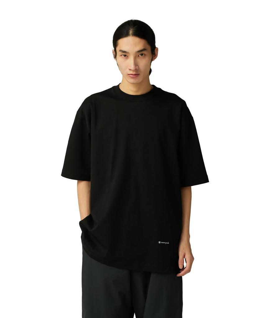 Snow Peak Organic Cotton Mercerized Short Size Black T-Shirt TS-25AU001, Sleeve, Men's/Women's, L,