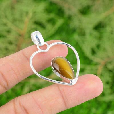 Tiger's Eye Pendant Natural Gemstone Jewelry Unique Pendant 925 Sterling Silver Pendant Handmade Pendant Gifts For Mom