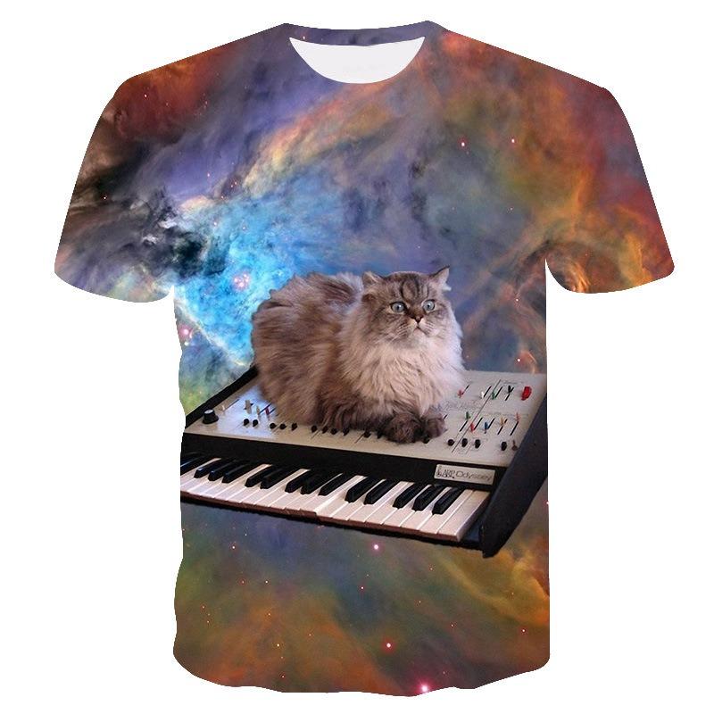 

Summer 3D Digital Printed Cute Cat Pattern Short Sleeved Adult T-shirt S