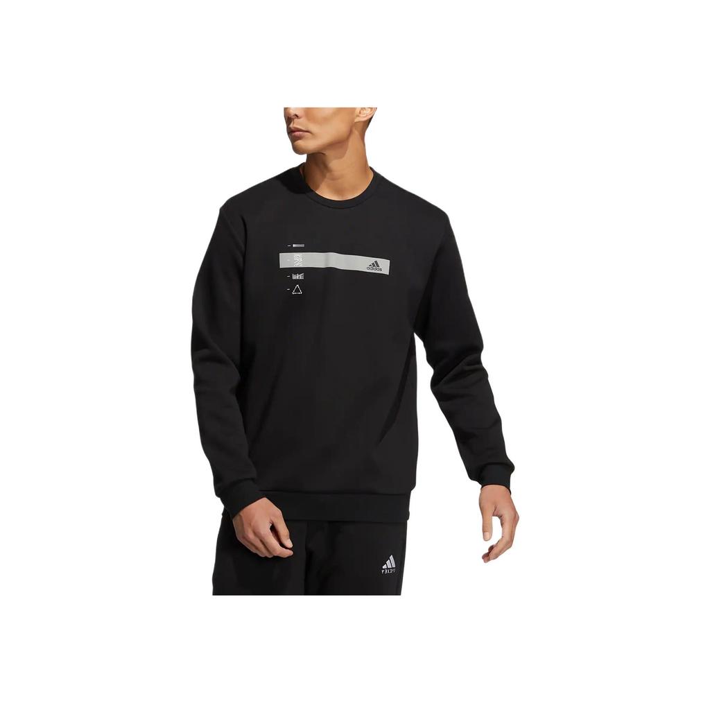 Adidas Graphic Logo Print Crew Neck Sweatshirt Men Tops Black HN9019