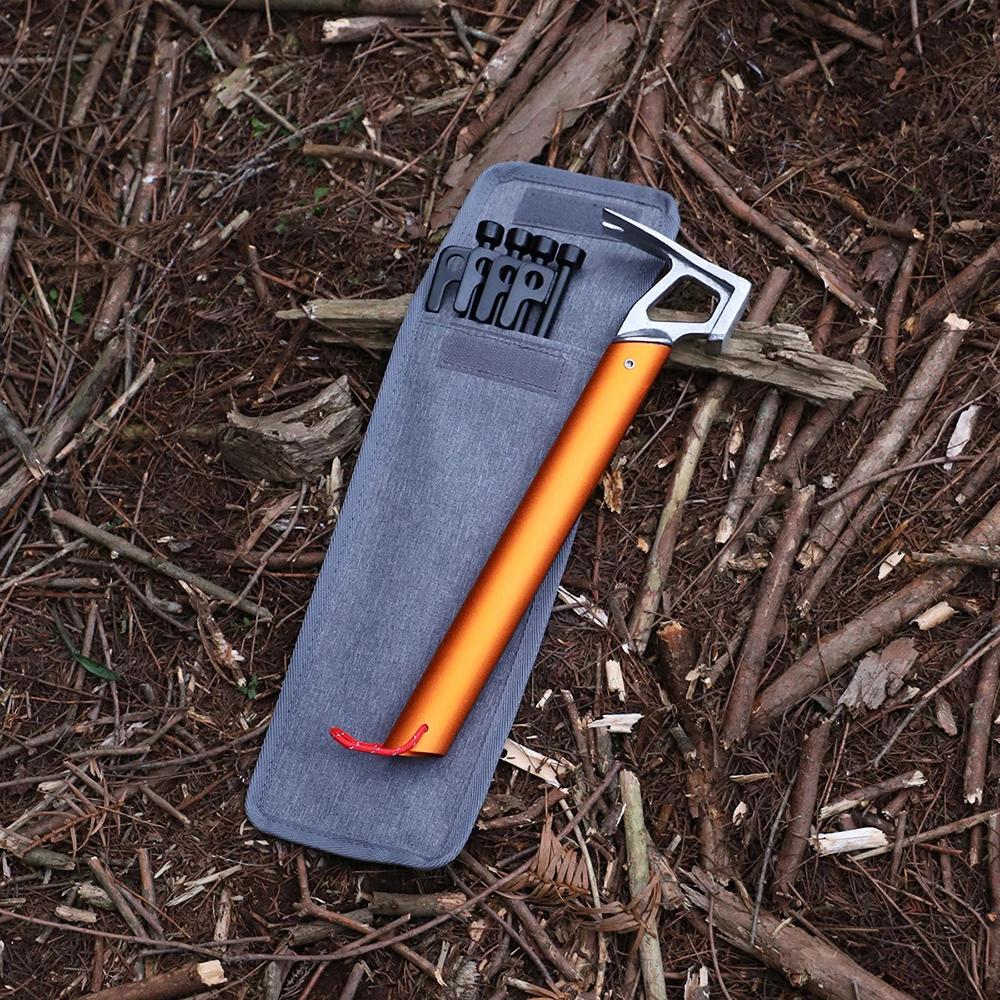 Camping Hammer Multitool Aluminum Handle Stainless Steel Hammer Tent Stakes Survival Gear Outdoor Tarp Hammer and Nail Puller