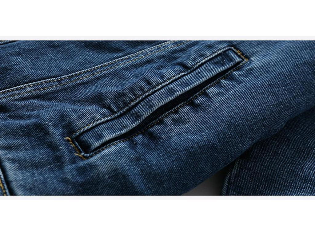 2025 Men's Autumn/Winter Denim Jacket with Faux Rabbit Fur Collar, Cotton Texture, Fleece-Lined, Washed Finish.