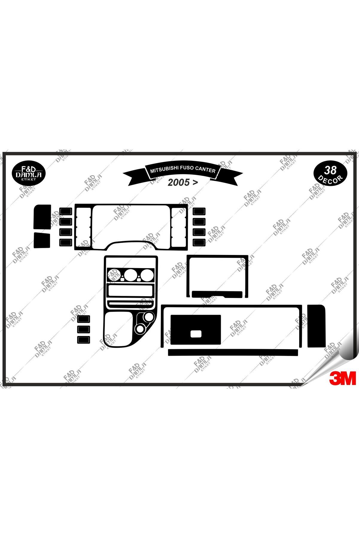 

Mitsubishi Fuso Canter 2005 Torpido Konsol Trim Göğüs Maun Kaplama Set 38 Parça Siyah