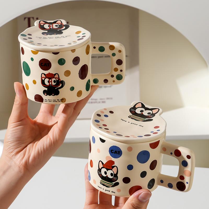 Wind Ceramic Cup With High Value, Creative And Cute Household Couple Water Cup Gift Box, Accompanying Gift