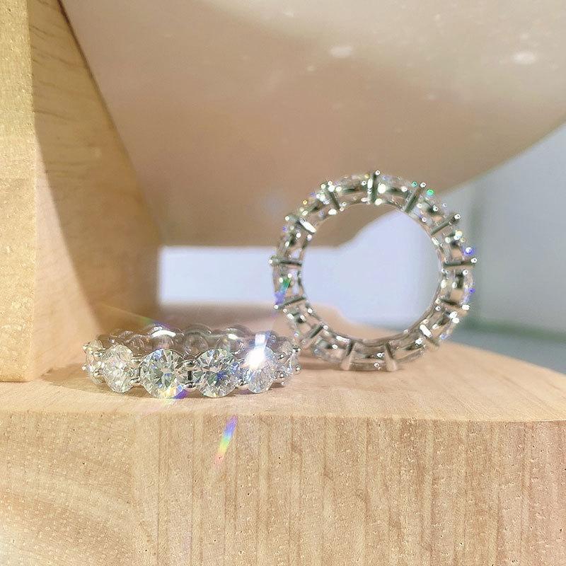 3/4/5mm D Color Moissanite Ring For Women 925 Silver with White Gold Plated Lab Diamond Engagement Wedding Band Jewelry