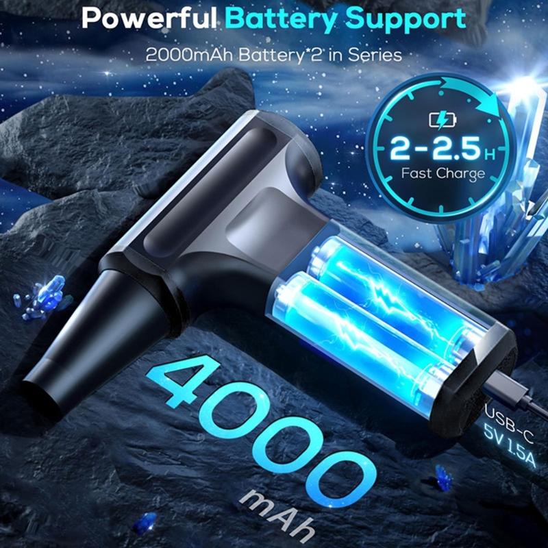 Powerful USB Rechargeable Blower Fan For PC Keyboard Cleaning Car Interior Dust Removal With 20000-130000RPM Motor