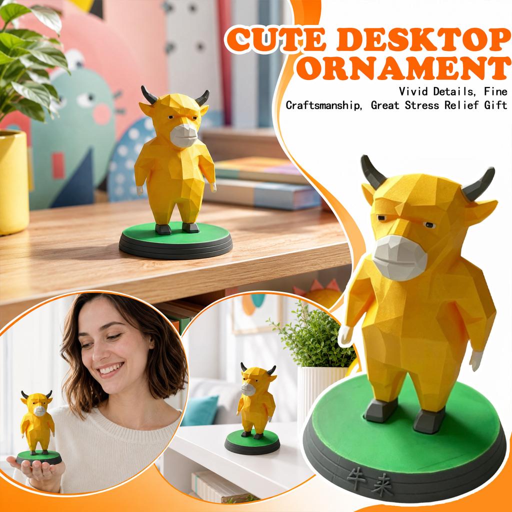 Cow Figurine Funny Humanoid Creative Desk Statue Shelf Ornament for Home Decor