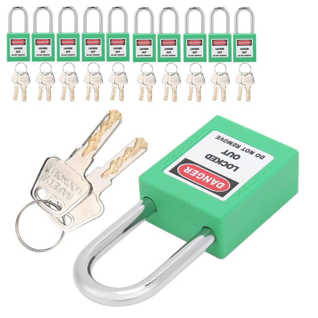 10Sets 38mm Lockout Tagout Lock Durable Nylon Isolation Design Corrosion Resistant Padlock with 20 Keys