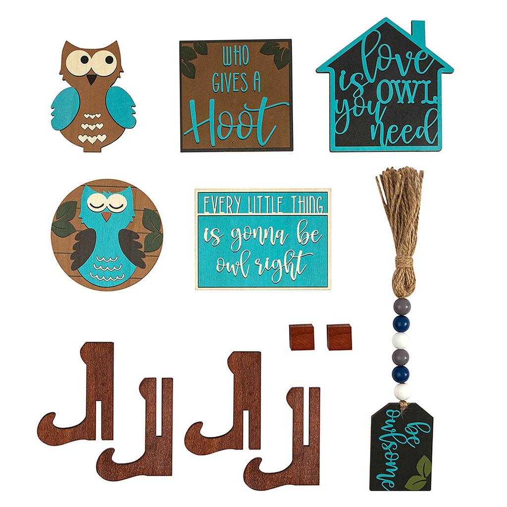 Farm Owl Theme Tiered Tray Decoration Creative Desktop Decoration Ornament Home Decor Craft