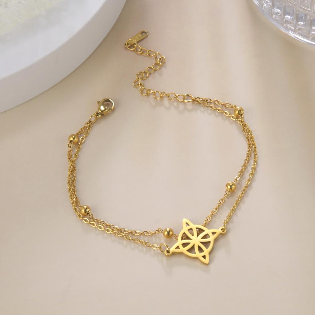Geometric Witch Knot Charm Bracelet Women Fashion Stainless Steel Pendant Wicca Amulet Jewelry Gifts