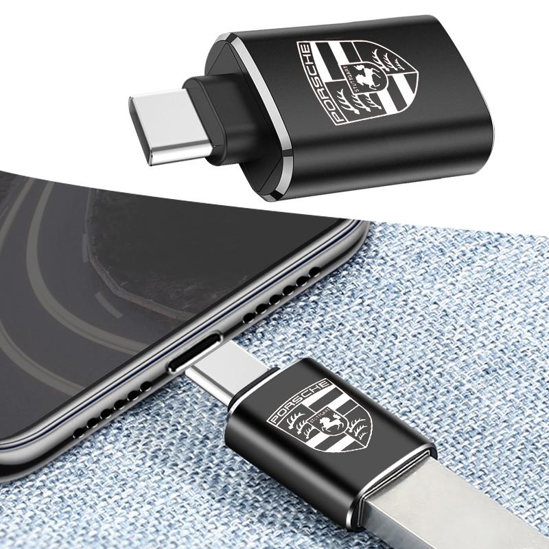 1Pcs Car Charging Adapter Type-C To USB Converter Car Accessories For Porsche Boxster Cayenne Panamera Macan Cayman 911 918 996 917 991