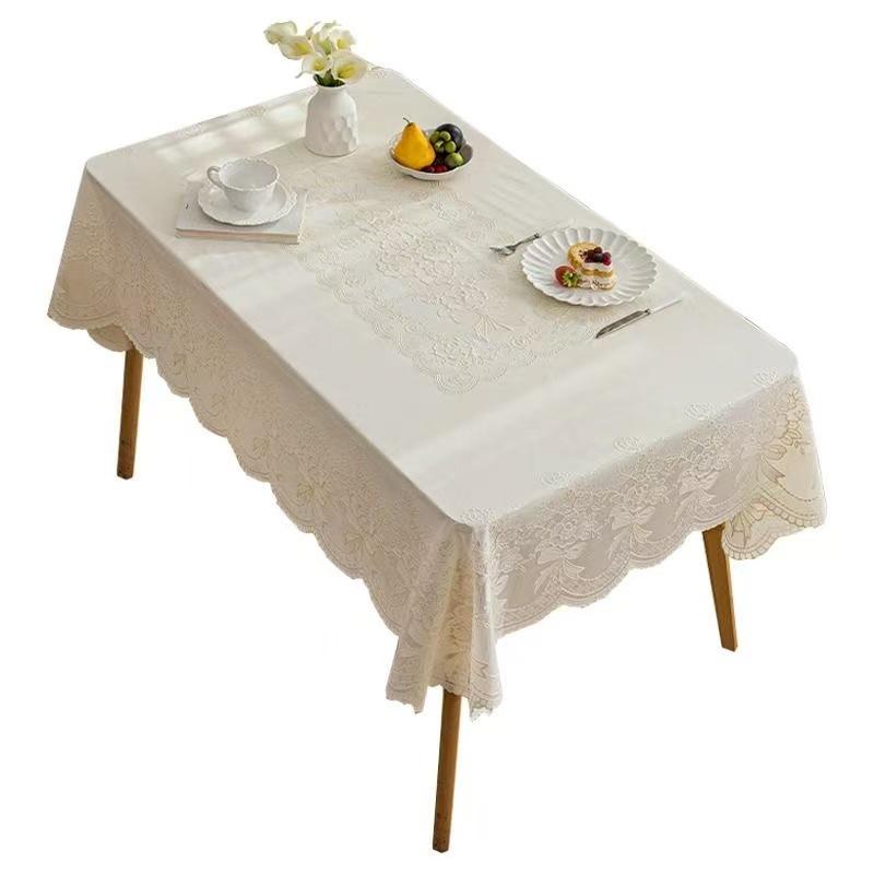 90x140cm Waterproof Heat-Resistant Lace Plastic Tablecloth - Wash-Free European Style for Dining or Coffee Tables