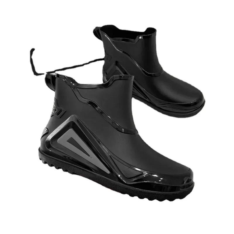 Men Rain Boots Durable Rubber Rain Shoes for Men Trend Outdoor Non-slip Waterproof Hiking Shoes Shaxi Slip on Fishing Shoes 2024