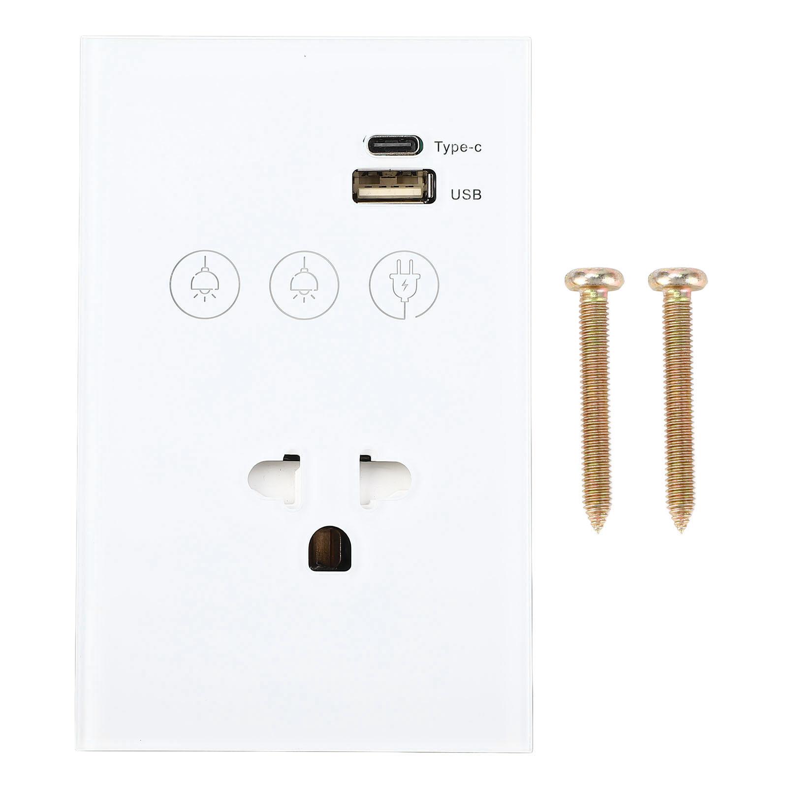 

Умная настенная розетка 2.4G WiFi сенсорный выключатель света голосовое дистанционное управление умная розетка с USB и Type C белый