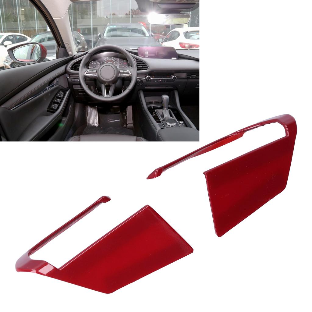 2pcs Auto Steering Wheel Cover Trim Left and Right Position Fit for Mazda 3/Axela 2020Red