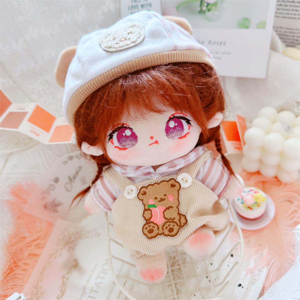 Bear Hat Cotton Doll Clothes Set Dress Up Plush Dolls Clothes Cotton Doll Suit  Doll Accessories