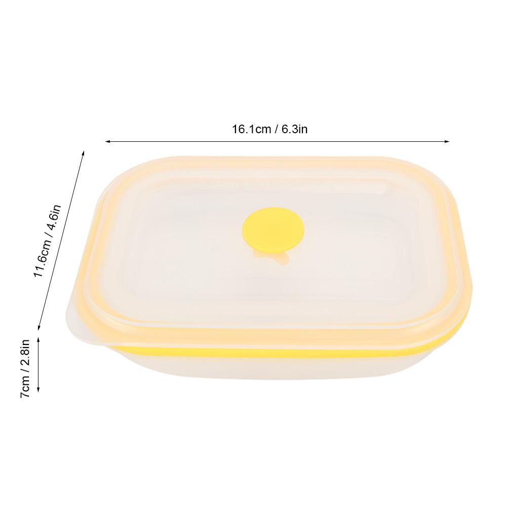 600ml Rectangular Portable Food Grade Silicone Folding Lunch Box Food Container (Yellow)