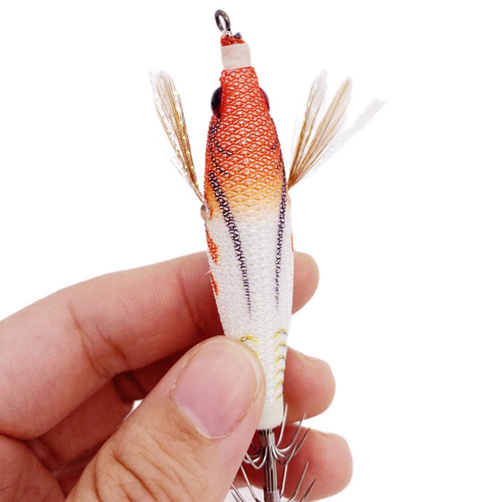 Luminous Fishing Lure Horizontal Jigging Baits Wood Shrimp Cuttlefish Hard Bait for Cuttlefish Sea Fishing