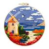 Landscape Stamped Cross Stitch Embroidery Kits with Hoop Cloth Color Thread