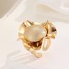 Golden Round Flower-shaped Open Ring for Women, Fashionable Retro Exaggerated Large Ring Accessories Gift