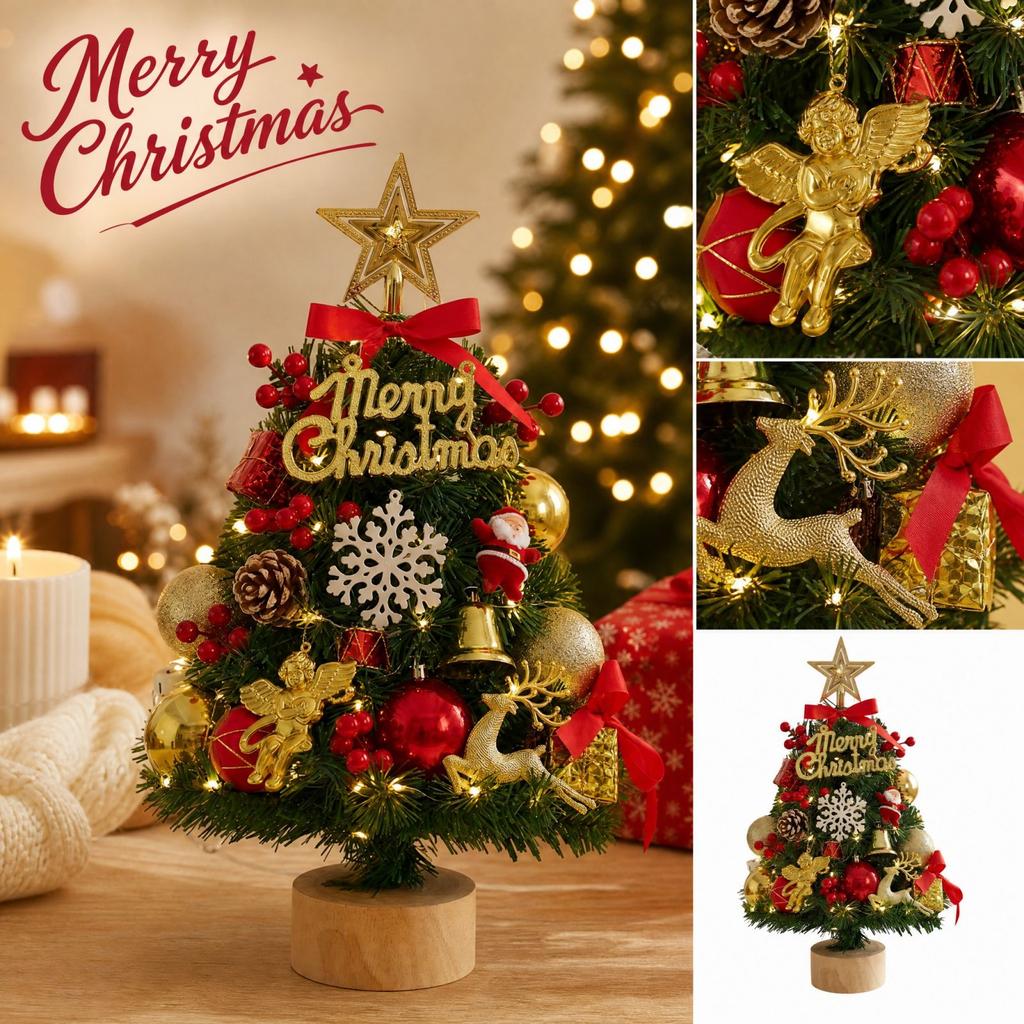 Christmas Tree Desktop Ornament Small Tabletop Holiday Decoration for Home