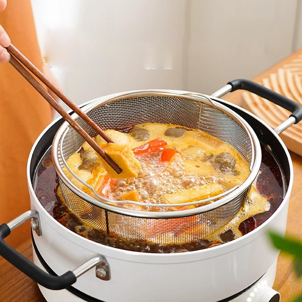 New Frying Sieve Multi Functional Fryer Basket Frying Basket with Handle Must Have Kitchen Accessory for Deep Fried Delights
