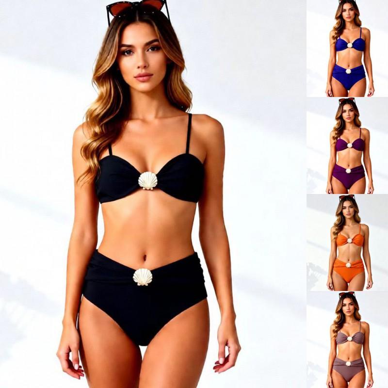 Swimsuit Feminine Solid Color Suspender Tube Top Bikini Beach Vacation Women
