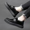 Fashion Black Dress Leather Shoes Personality Men's Loafers Party Wedding Business Shoes New Fashion Male Slip On Flats Simple Moccasins