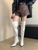 Spice girls pile boots super wide boots women's 2025 new thin pointed fashion high heel soft leather boots knee boots