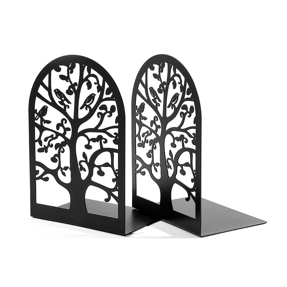 2pcs Bird Group Bookends Tree Of Life Bookends Metal Heavy Duty Desktop Home Office Supplies Storage Books Gift For Book Lovers