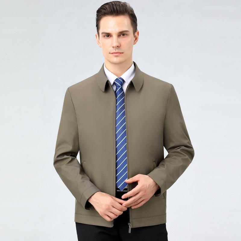 Men's Autumn/Winter 2024 Lapel Mulberry Silk Business Casual Jacket for Middle-Aged and Elderly.