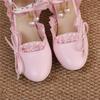 Fashion Spring Lace Ankle Strap Women High Heels Mary Jane Pumps Bead Party Wedding Cosplay White Pink Hairball Bow Princess Lolita Shoe