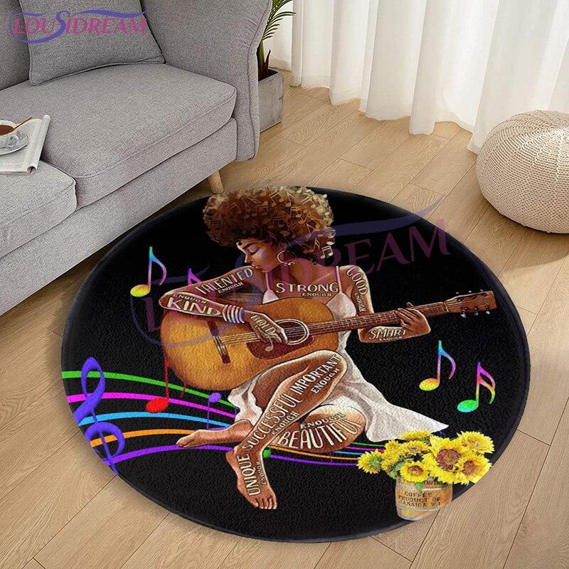 Afrykański amerykański Afro King Art Deco dywan chłopiec dziewczęcy dywanik do sypialni poliester antypoślizgowy dywanik Sofa do salonu okrągły dywanik mata do jogi