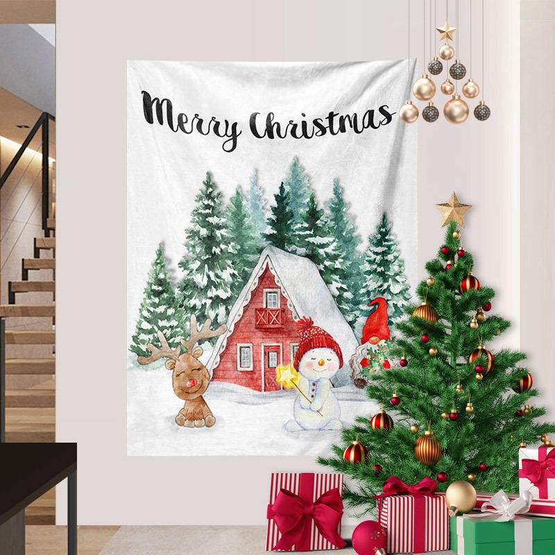 Cross-border Christmas Snowman Background Cloth Christmas Tree Wall Hanging Cloth Amazon Tapestry