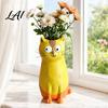 Vase Chat en Résine pour Fleurs Décoration de Bureau Originale pour Fleurs et Présentation sur Étagère