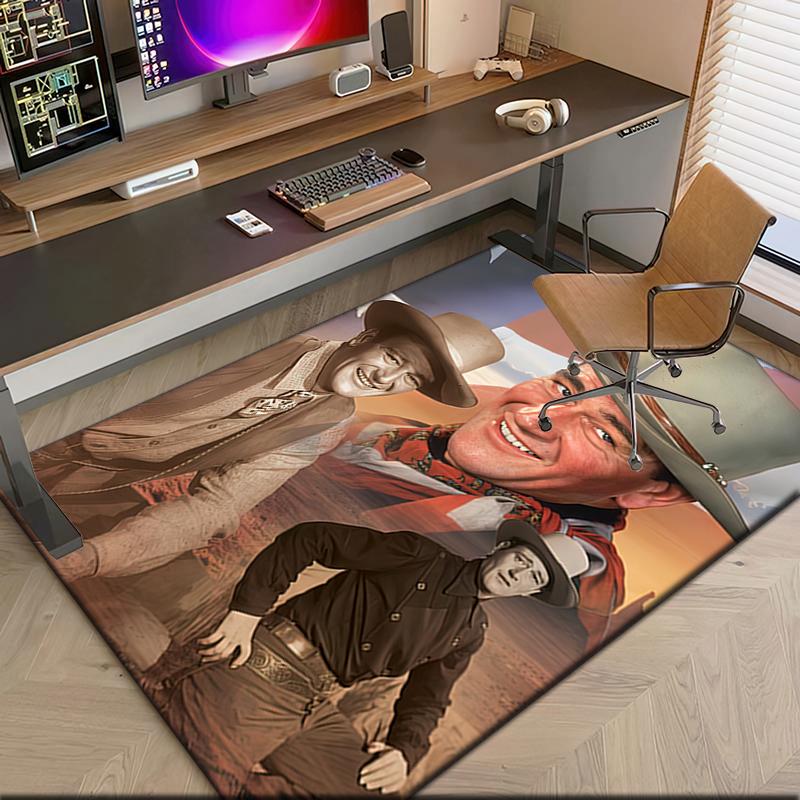 1pc John Wayne's vintage cowboy poster Carpet Rug for Living Room Bedroom Home Sofa Decoration,Kids play Non-slip Floor Mat