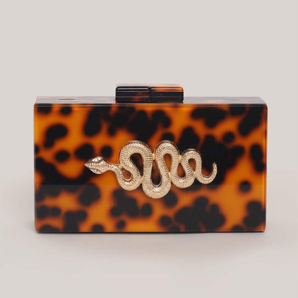 Women'S Tortoiseshell Acrylic Dinner Bag Shoulder Diagonal Span Wedding Banquet Clutch Bag Chain Bag