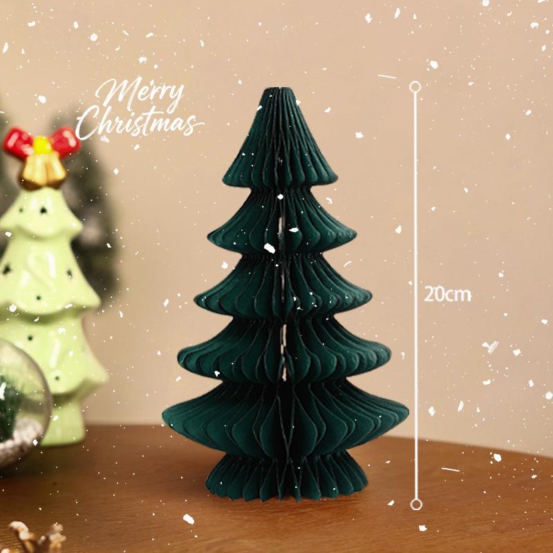 Büyük Yılbaşı Ağacı Süsü 3D Petekli Top Katlanabilir Kağıt Xmas Ağacı Navidad Dekorasyonları Masaüstü Asılı Xmas Dekor