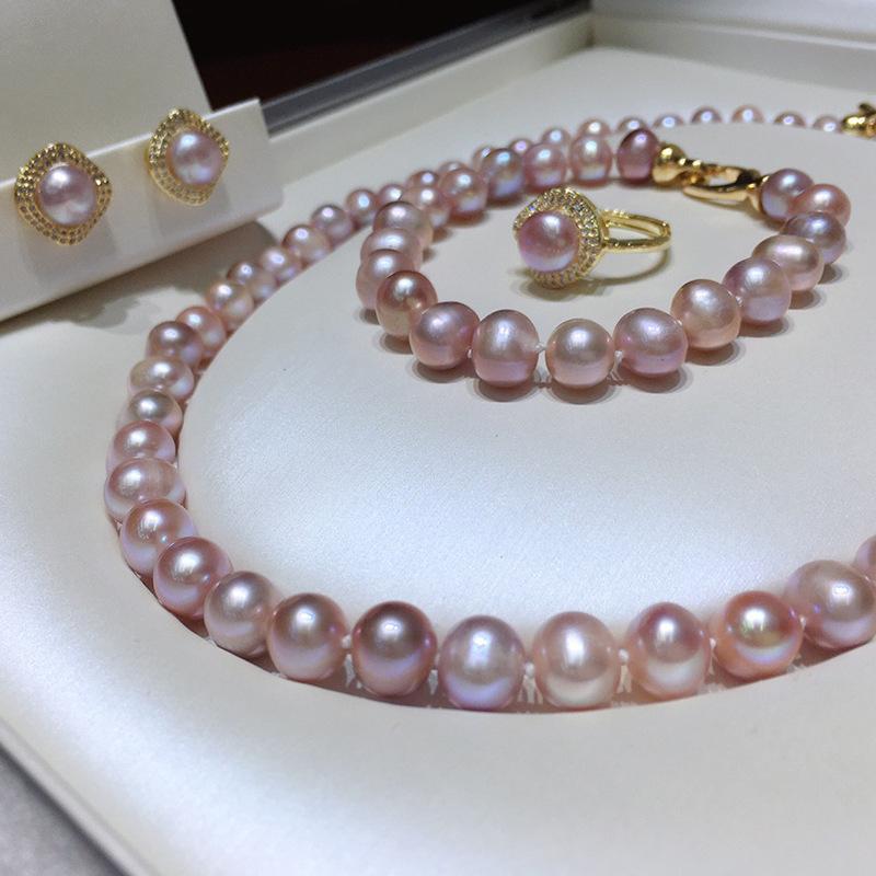 

Комплект ожерелья из натурального пресноводного жемчуга, женский основной цвет, модный простой праздничный подарок, ювелирные изделия для мамы