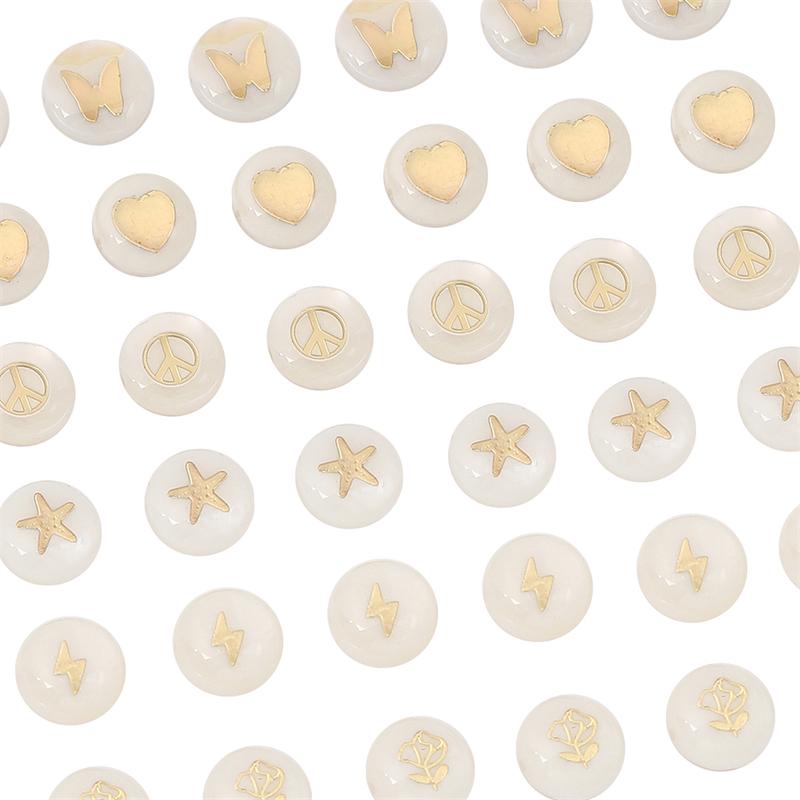 Natural Shell Double-Sided Hot Stamping Flat Round Beads For DIY Necklace Bracelet Earrings Jewelry Making