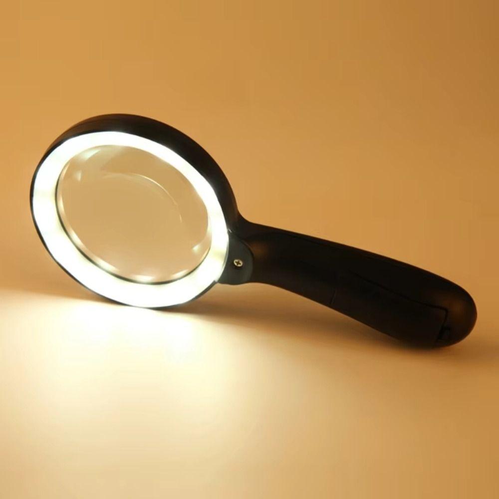 With 2 LED Light Lighted Magnifying Glass Illumination Illuminated Magnifier  Coins Inspection