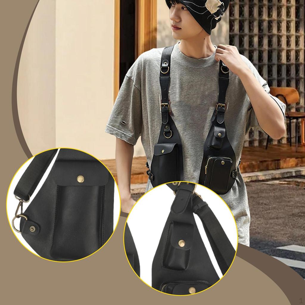 Underarm Shoulder Bag Cycling Steampunk Fashion Multipurpose PU Leather Vest